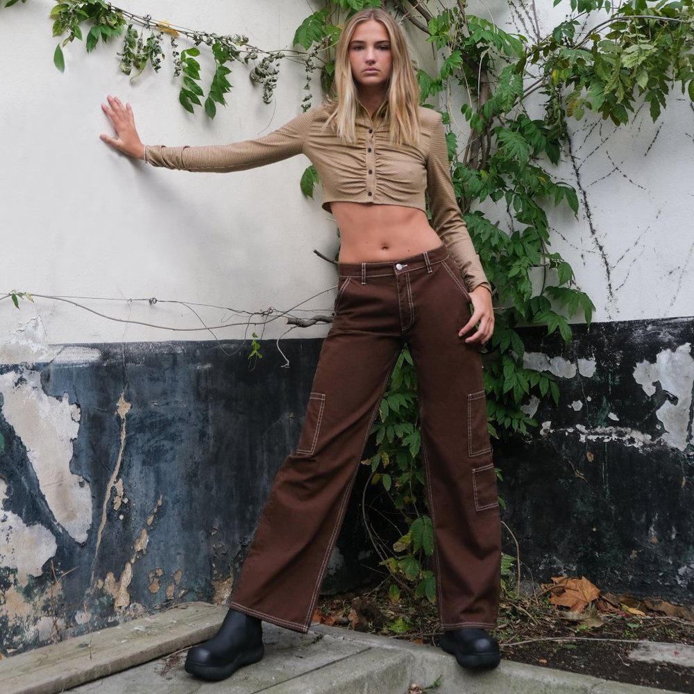 Zara Brown Cargo Pants 5520/714 Size 6